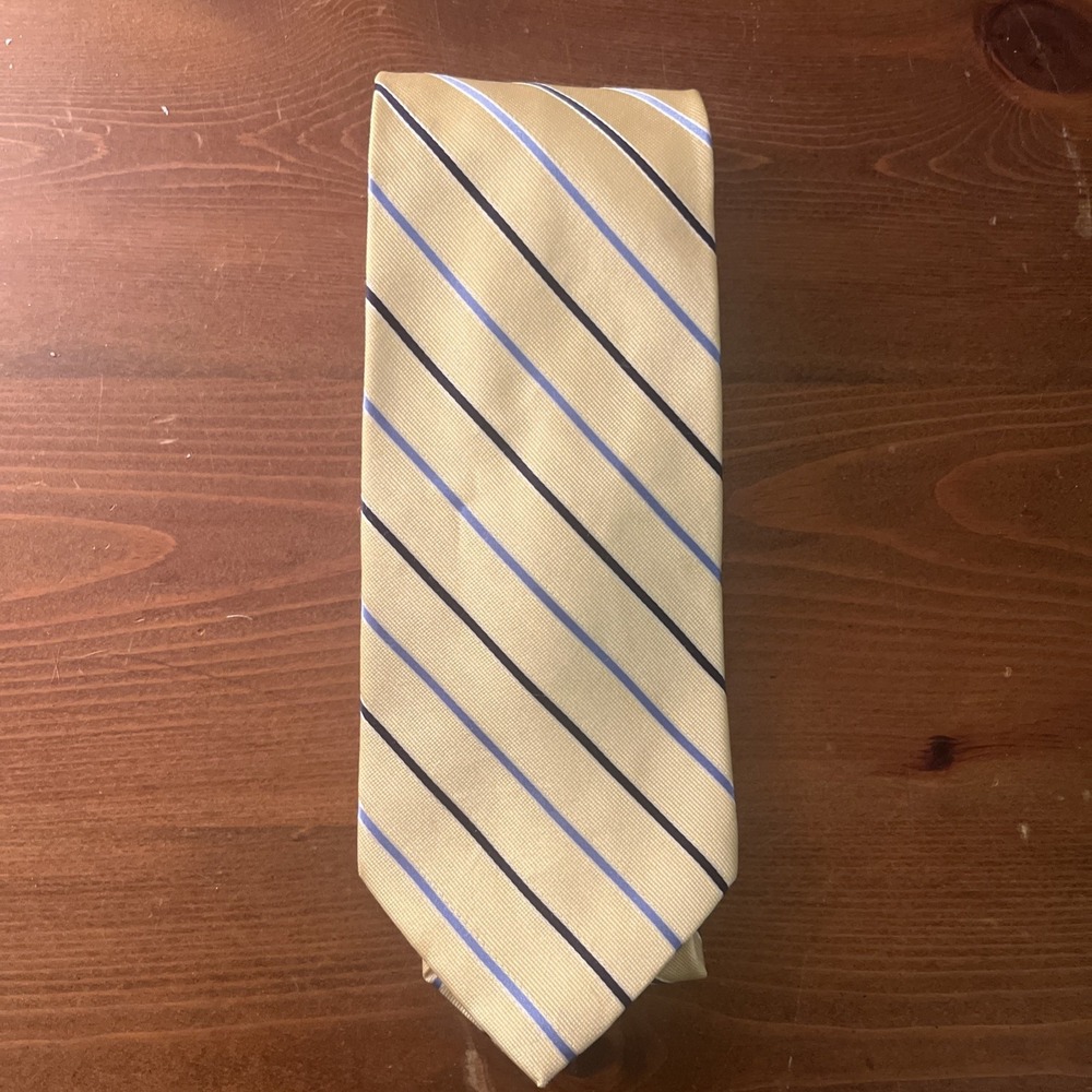 VTG Nautica 100% Silk Men's‎ Neck Tie Yellow Blue Stripe